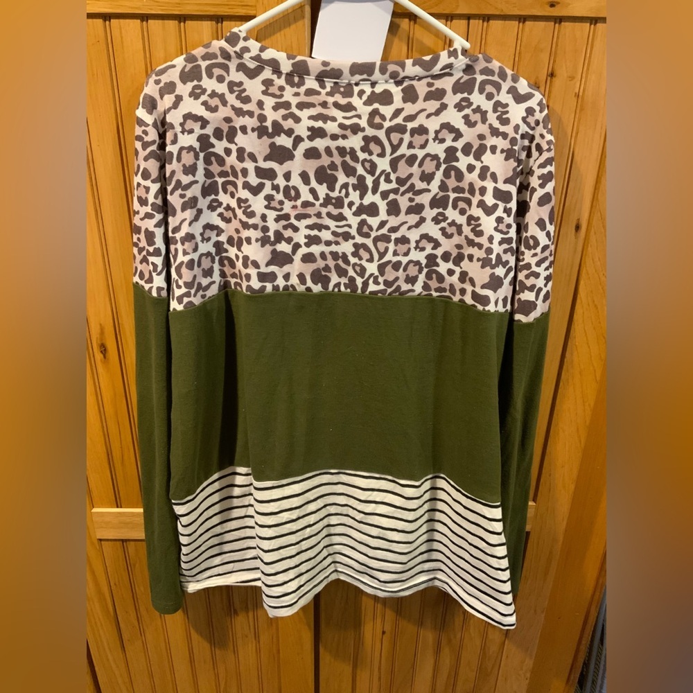 Leopard and Olive Long Sleeve Top - Picture 2 of 2